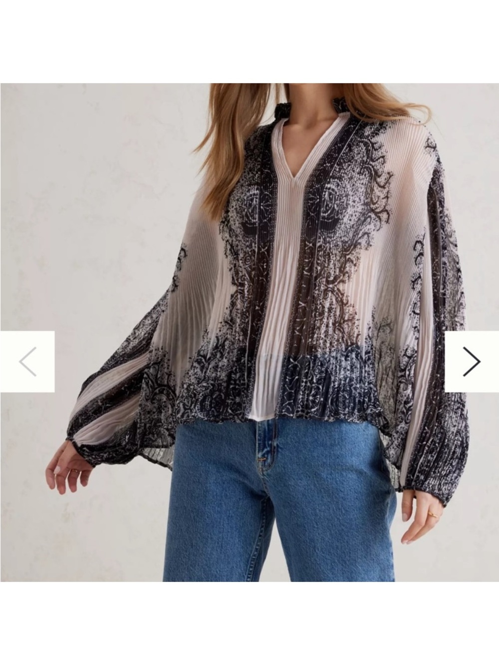 NWT Anthropologie Sheer Pleated Blouse